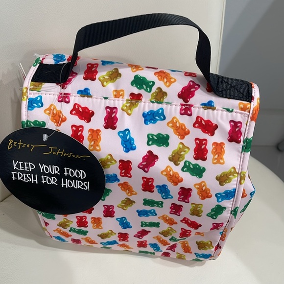 Betsey Johnson Pink/Blue/Multi Colors "Gummy Bears" Insulated Lunch Tote Bag - Picture 4 of 5